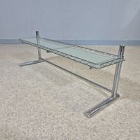 Regal Tisch - Ablage Metall verchromt Shelf Milchglas