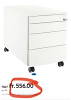 neuer Rollcontainer 1233, 4 Schübe, mit Griffnut, weiss/weis