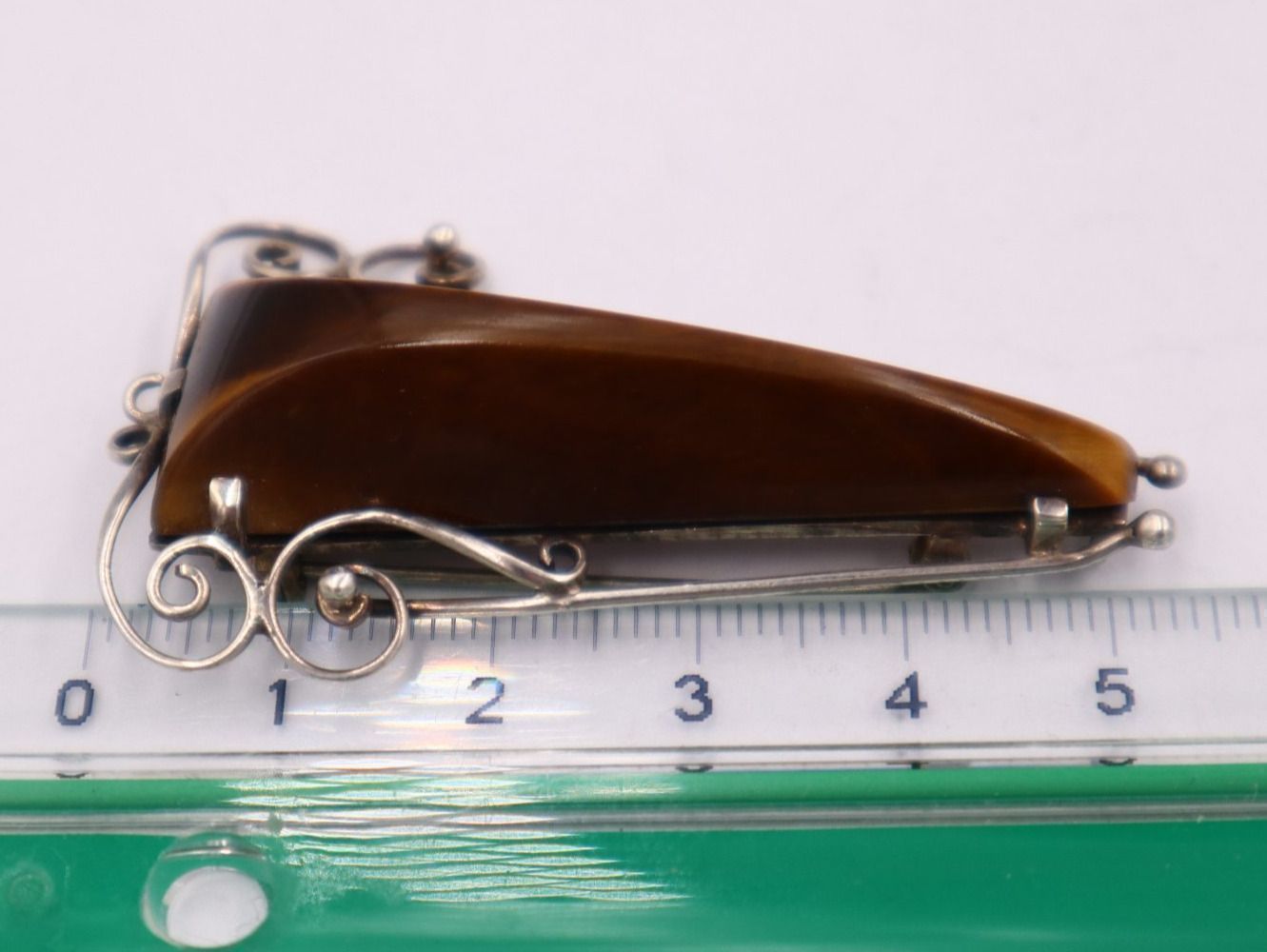 Spille & Fermagli: Vintage Silber Brosche Tigerauge JPPE – Usato da Baden venduto da TellsKuchenhaus 2