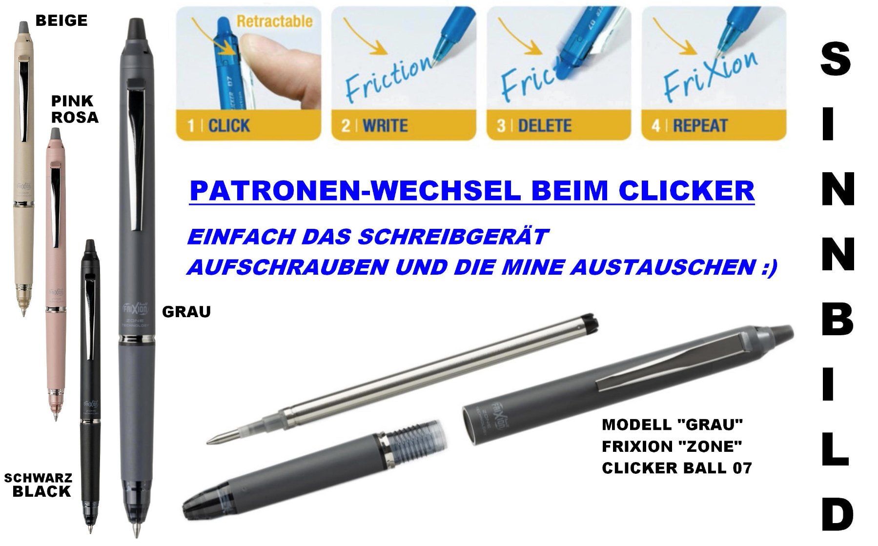 Pilot Penna & Evidenziatori: Pilot Roller Frixion CLICKER Ball 07 ** ZONE ** GRAU – Nuovo (secondo la descrizione) da Strengelbach venduto da Mozi1 1
