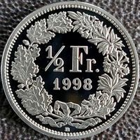 50 Rappen 1998 pp / aus Münzsatz  / in einer Münzkapsel