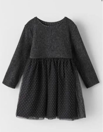 ZARA BABY 🖤 Robe bi matière en tulle et poids NEW! 74