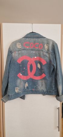 Veste en jean coco destroy April Vintage, taille L