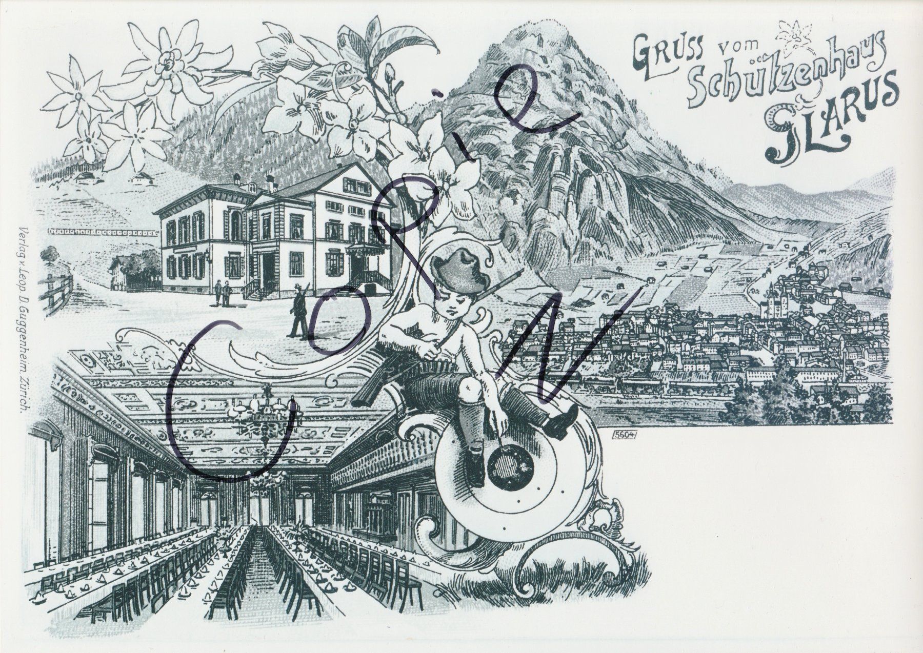 Cartoline postali: Gruss vom Schützenhaus Glarus – Usato da Fällanden venduto da Blausegelfliege