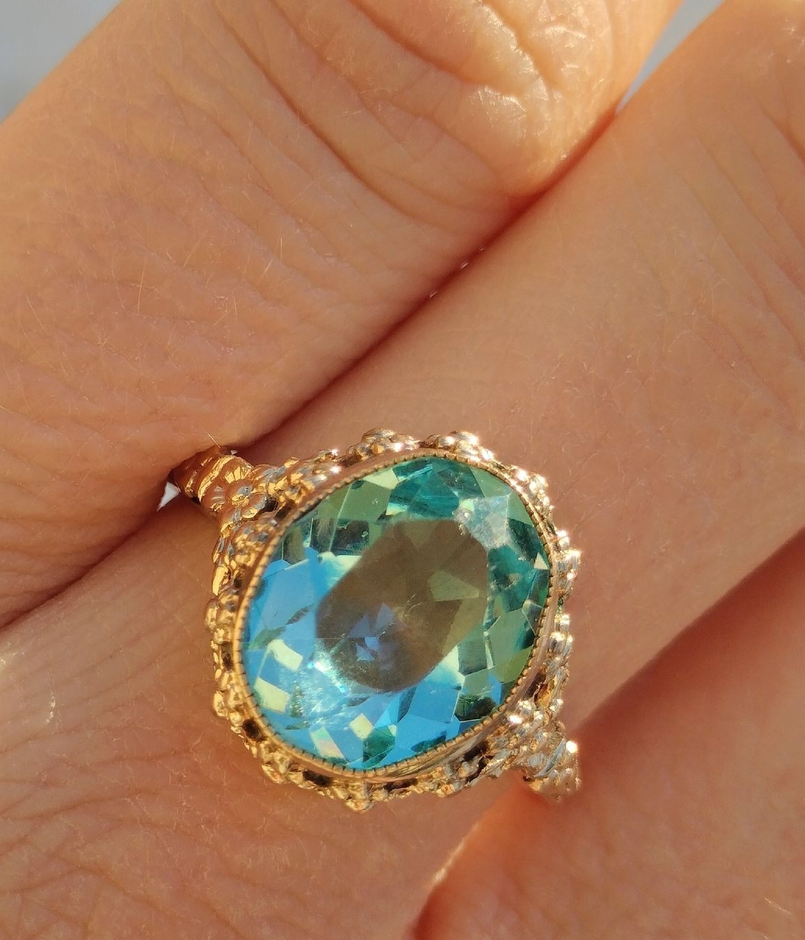 Anelli: Jugendstil Antiker vergoldeter Ring mit hellblauen Paste✨ – Usato da schwyz venduto da larry91sz 8