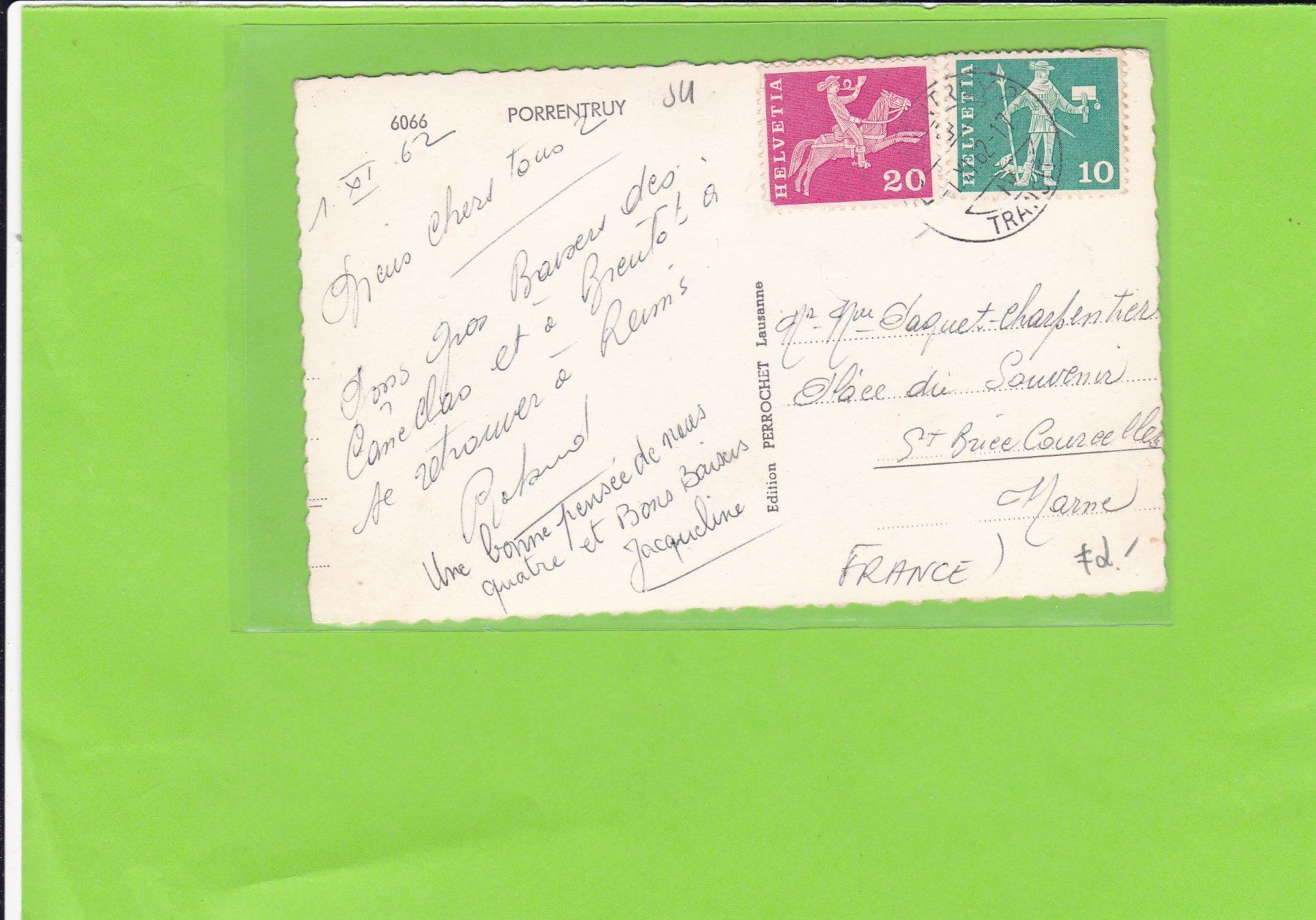Cartoline postali: Porrentruy – Usato da St. Peterzell venduto da neckertal 1