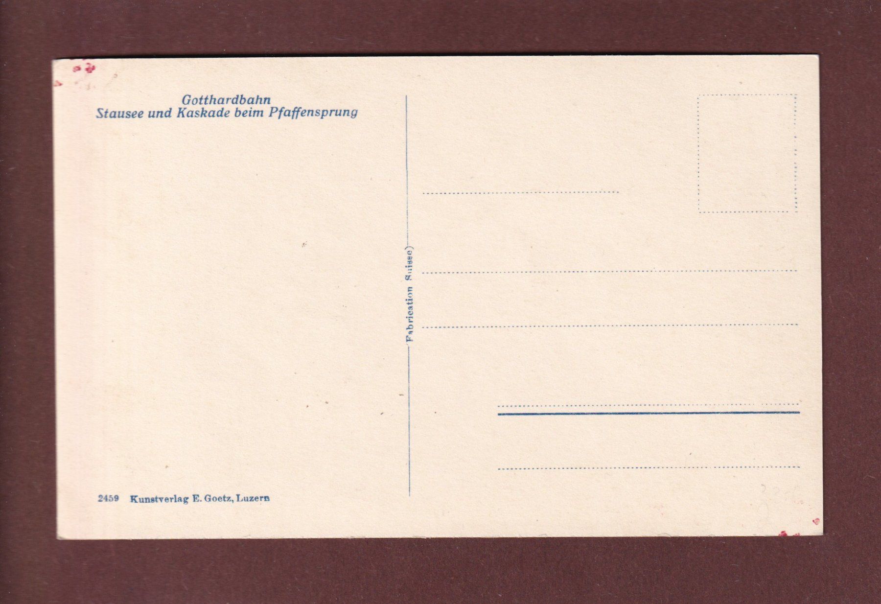 Cartoline postali: Gotthardbahn - PFAFFENSPRUNG - Stausee – Usato da Pully venduto da nicecards 1