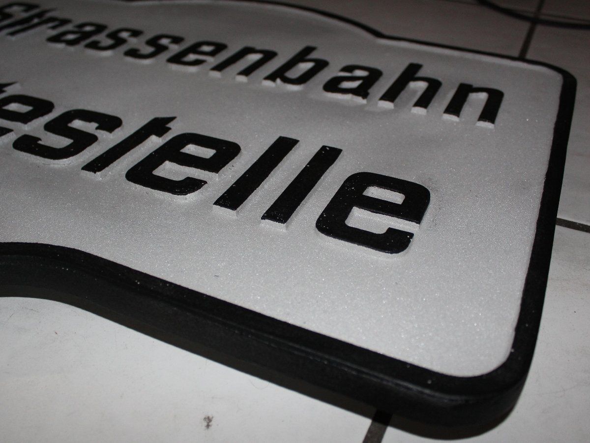 Schilder: Strassenbahn Haltestelle Guss-Schild CH – Gebraucht aus Lüchingen von Aw67 2