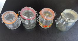 4 Einmachgläser mit Bügelverschluss Glas transparent, gemust
