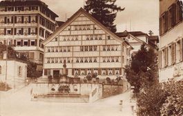 Trogen, Landsgemeindeplatz, Appenzeller Haus, um 1935