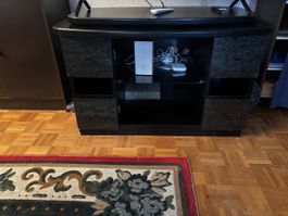 TV-Möbel schwarz mit drehbarer TV-Platte – 100 × 60 × 60 cm