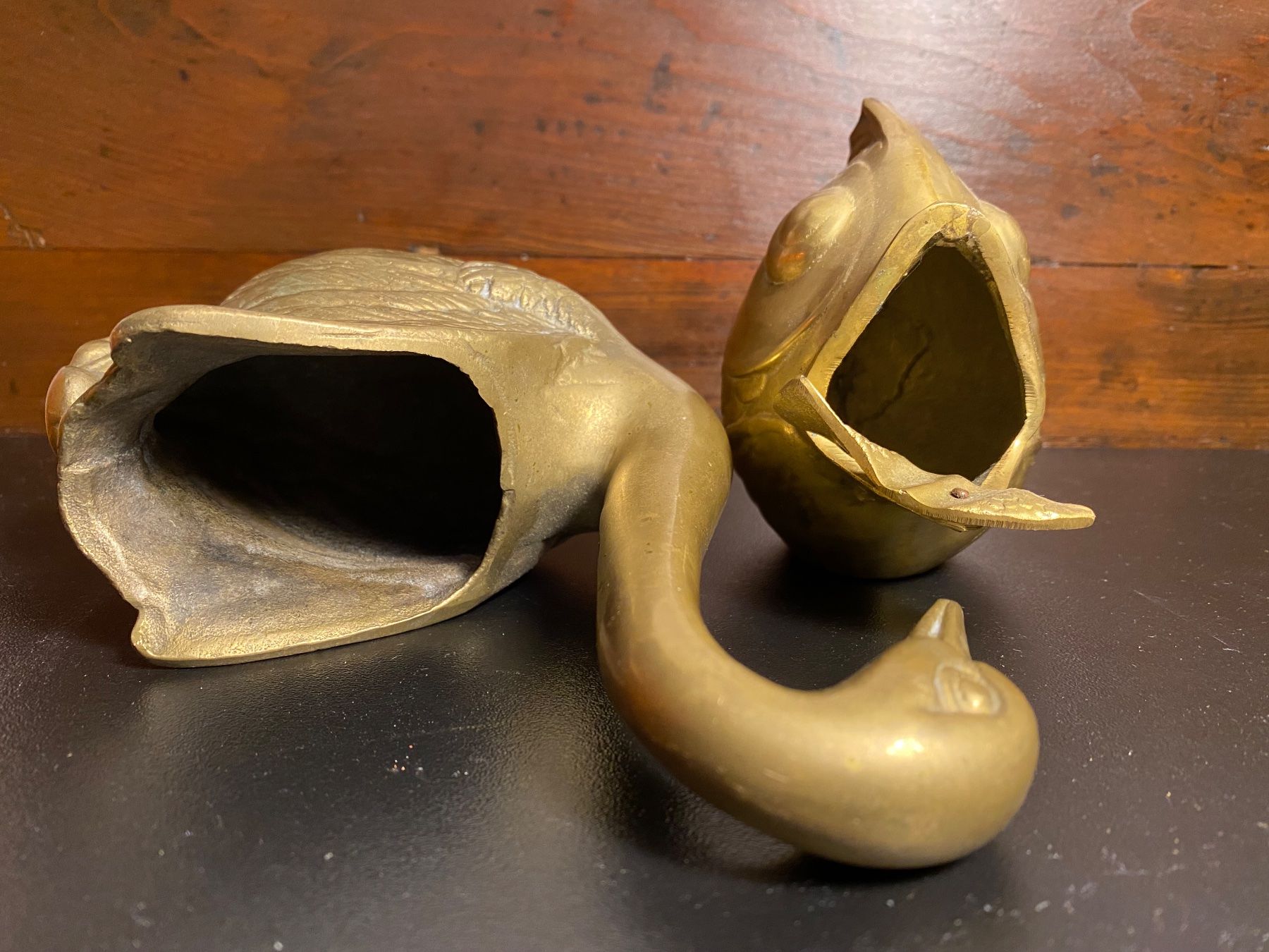 Statuette: Vintage Klassiker: Messing Schwan und Fisch – Usato da Rorbas venduto da tun_m7fz 4