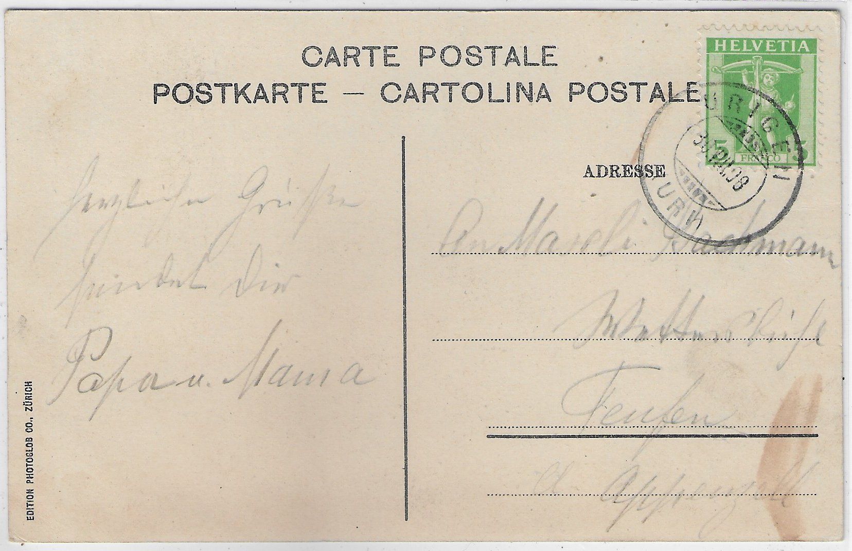 Cartoline postali: Klausenstrasse - Urigen mit Urirotstock - Litho – Usato da Ettingen venduto da Kartenplanet 1