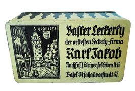 Blechdose Basler Leckerly Karl Jakob boîte 1920s RARE!