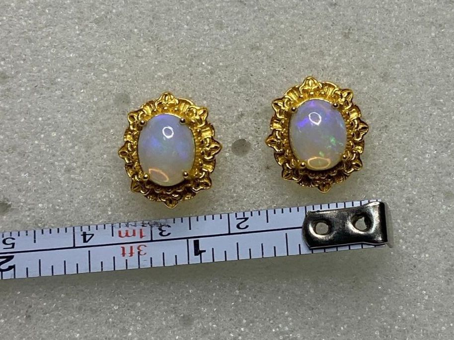 Orecchini pendenti & Orecchini a lobo: Goldene Ohrstecker mit Opal - 925 Silber Wunderschön & NEU – Nuovo (secondo la descrizione) da St. Gallen venduto da GIULESGG 6