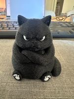 Grumpy Black Cat 3D Print 6cmx6cm