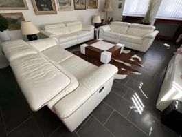 Ledersofa Weiss mit Relax-Funktion