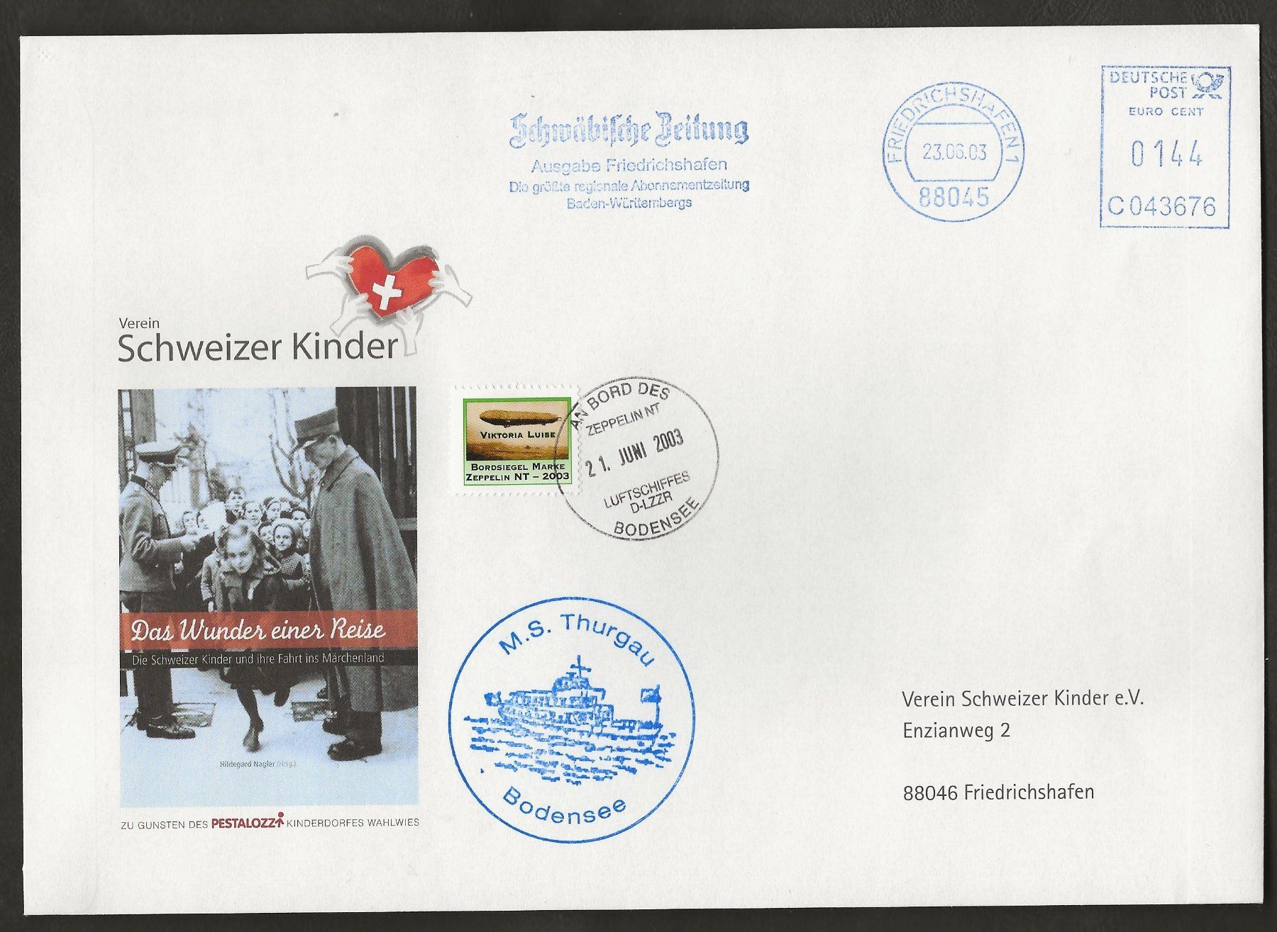Alle Briefmarken: 2003 Zeppelin NT Friedrichshafen MS Thurgau Luftpost – Gebraucht aus Au ZH von xelagreb01