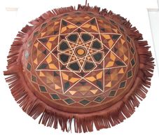 Vintage rundes Lederkissen - Vintage coussin en cuir rond