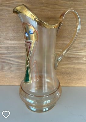 Caraffe: Glass Jug with enamel design – Usato da Zollikon venduto da kmg1