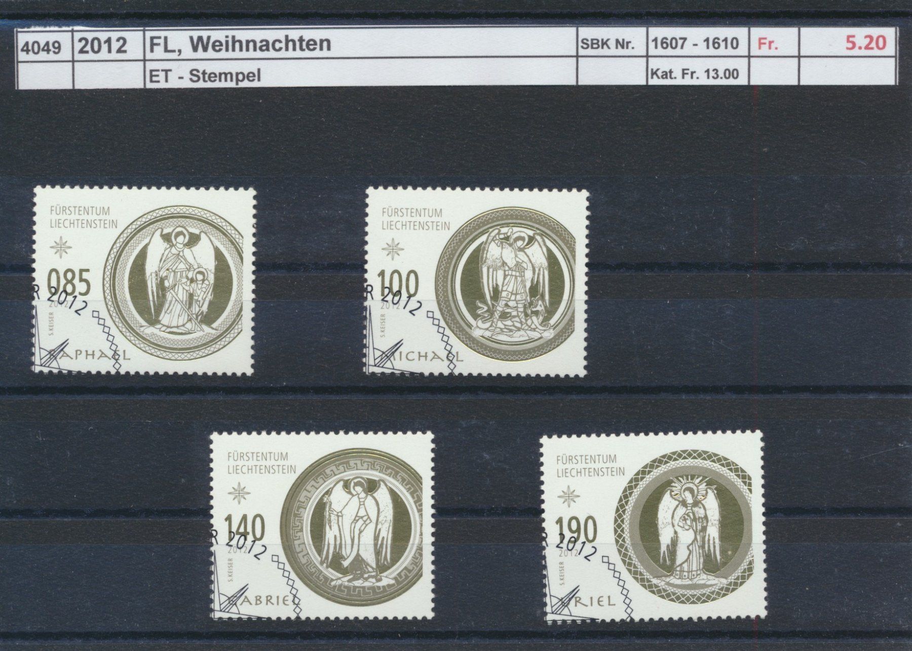 Tutti i francobolli: 2012 FL, "Weihnachten", ET - Stempel – Usato da Winterthur venduto da Zupogeru