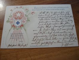 Schöne Karte des Blauen Kreuzes, 1906, farbig, gelaufen