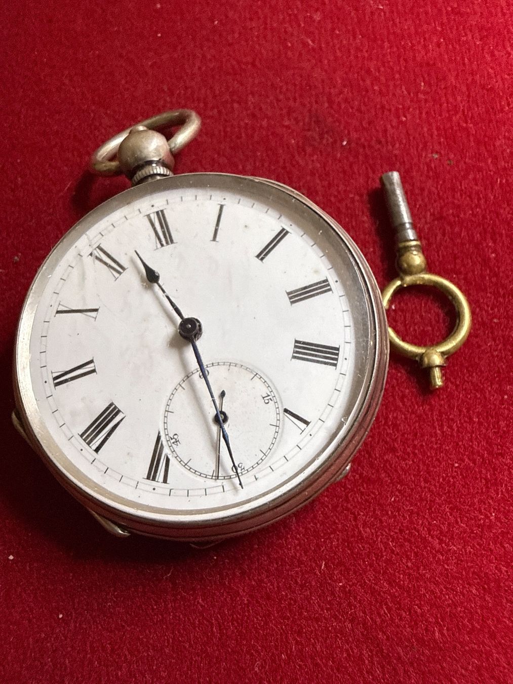 Uhren: Antike Taschenuhr echt Silber 47 mm – Gebraucht aus Pfeffingen von Allhandelklgwatches