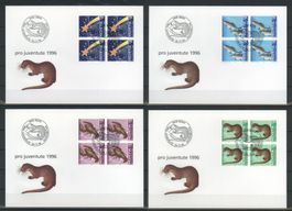 1996, FDC, Pro Juventute, Viererblöcke