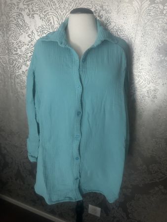 Bluse Musselin Türkis Gr. L - neu