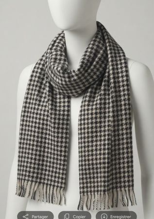 Foulard Pashmina 100% Cachemire noir/blanc