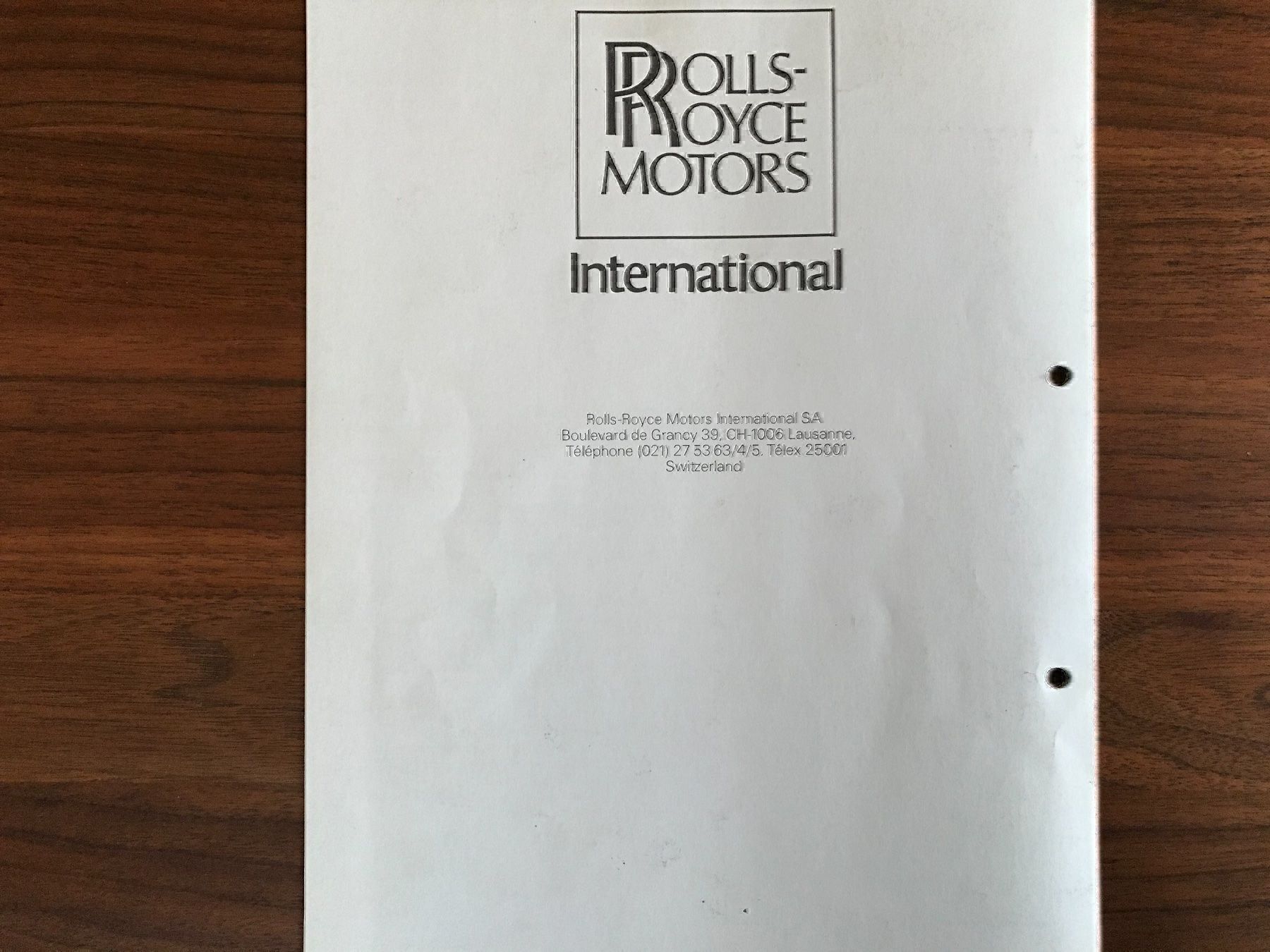 Dokumente: Rolls Royce Prospekt – Gebraucht aus Balterswil von Jeko1967 2