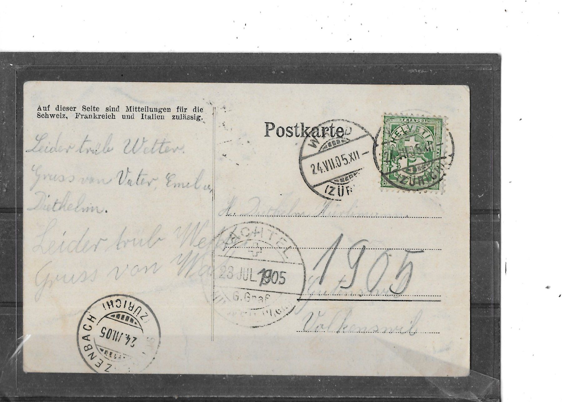 Cartoline postali: ZH Gruss vom Bachtel 1905 – Usato da Schocherswil venduto da Wilare 1