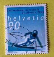 Nr.1068 GESTEMPELT Skirennfahrer 2002  Siehe Original Fotos.