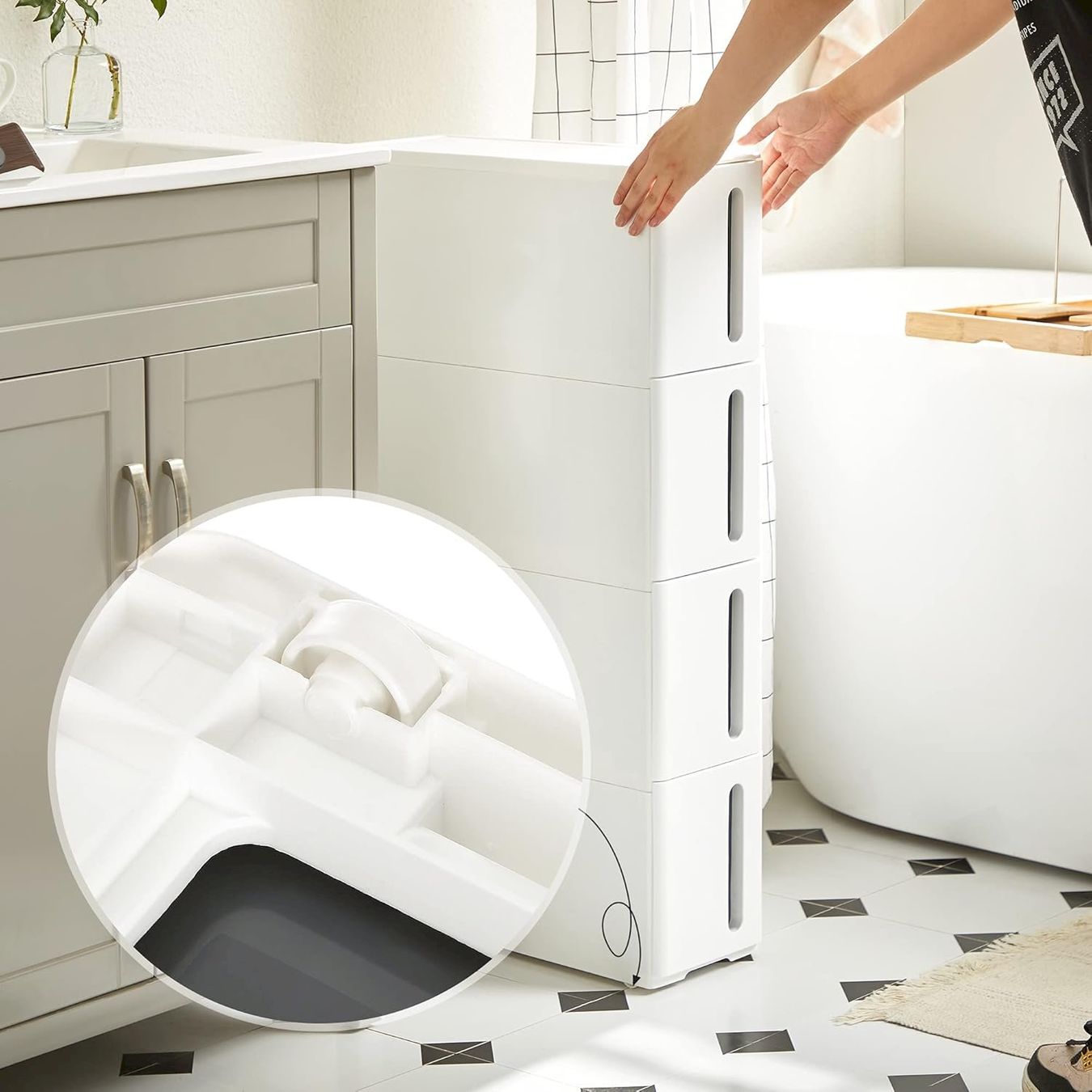 Cuisines complètes: Nischenregal mit Rollen Weiß-Grau – Neuf avec emballage d'origine à Bottighofen par zaap 4