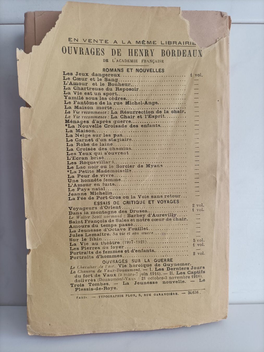 Libri: Le barrage / Henry Bordeaux / Plon 1937 – Usato da crans montana venduto da AB3963 1