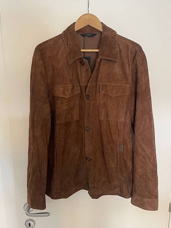 FAY Brown Suede Leather Jacket XL 