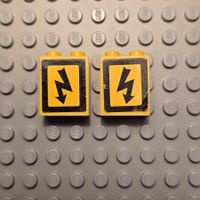 Lego 2x Stein (3245bpb22L) mit Stromgefahr Muster