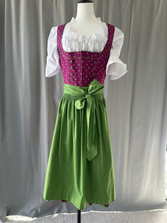 Dirndl dunkles pink grün Baumwolle Gr. 40