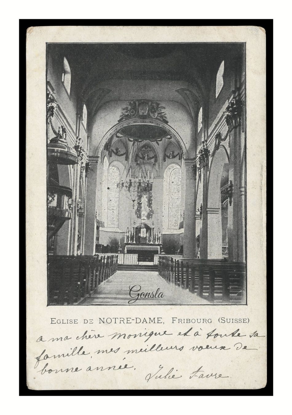 Cartoline postali: FRIBOURG - 1904 "Église de Notre Dame" – Usato da Onex venduto da gonsla01