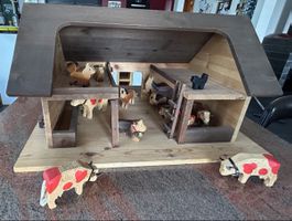 Holz Bauernhof mit Tieren, ideal für Spiel & Deko