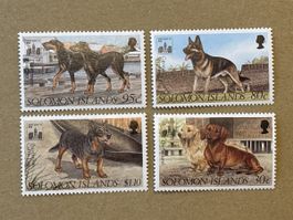 4er Set Briefmarken Hunde Solomon Islands 🐶🐕🐾