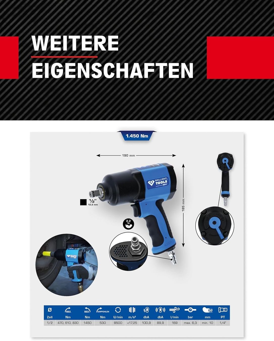Tutti gli attrezzi: Druckluft Schlagschrauber 1450 Nm Brilliant Tools BT160100 – Usato da Adlikon b.Regensdf venduto da Cappo 9
