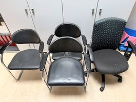 3 Vintage-Stühle Effezeta, 1980er Jahre, Italien + Bürostuhl