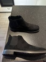 Chelsea Boots schwarz Veloursleder, Gr. 45 wie neu