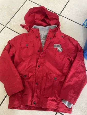 Kinder 2 in 1 Jacke rot/grau Grösse 150cm Vertbaudet 