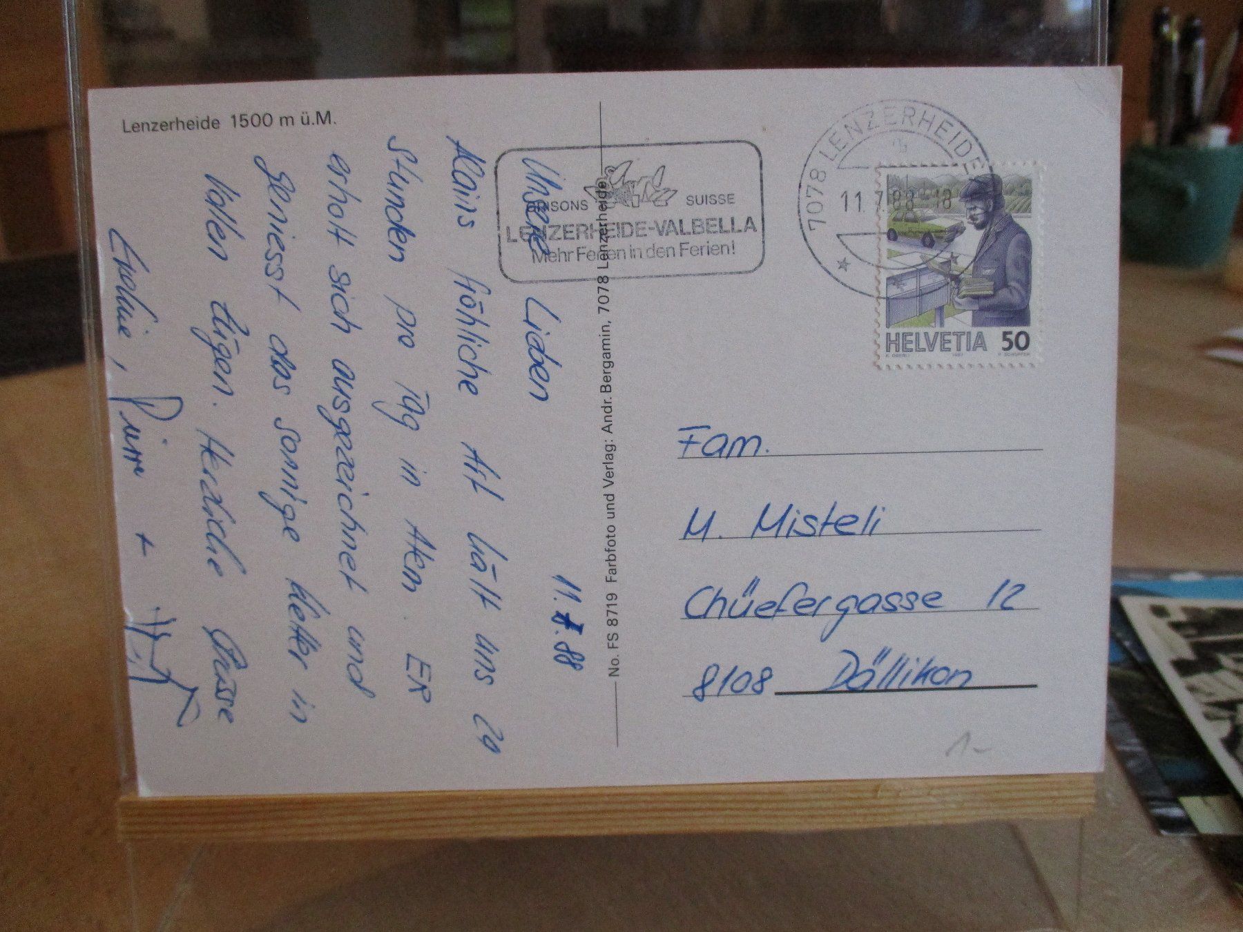 Ansichtskarten: Lenzerheide 1988 Postkarte   1 – Gebraucht aus Felsberg von sanwill 1