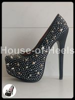 Escarpins Belle Women 37 talon 17 cm plateau 5cm toile noire