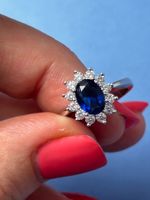 Silberring Blue Flower festlich (55)