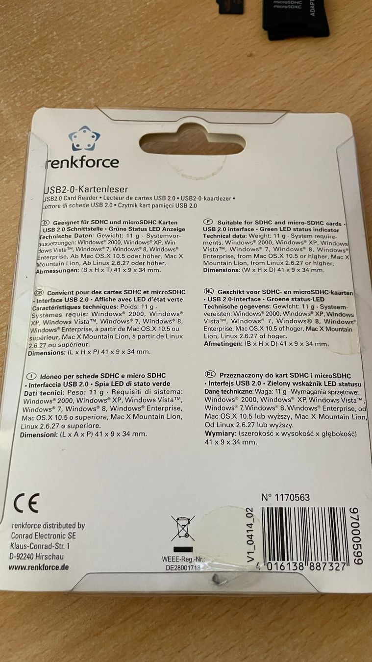 Renkforce Lettori di schede: renkforce USB2.0 Kartenleser - Neu & OVP! – Nuovo e nell'imballaggio originale da Glattfelden venduto da cybermaxx 1