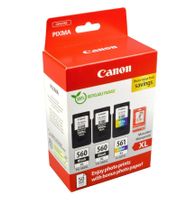 2 Canon PG-560XL + 1 CL-561XL Patronen + 50 Blatt Fotopapier